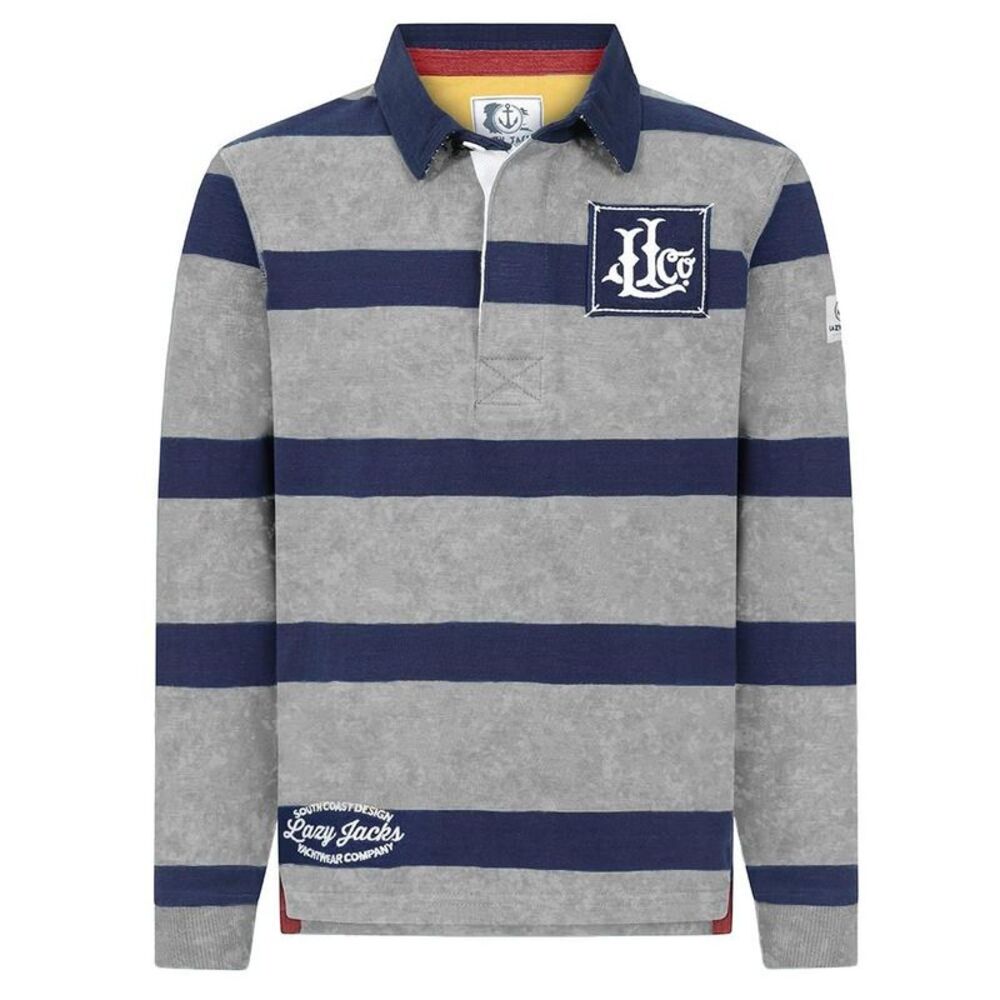 Lazy Jacks Boys Striped Rugby Shirt / Grey Marl